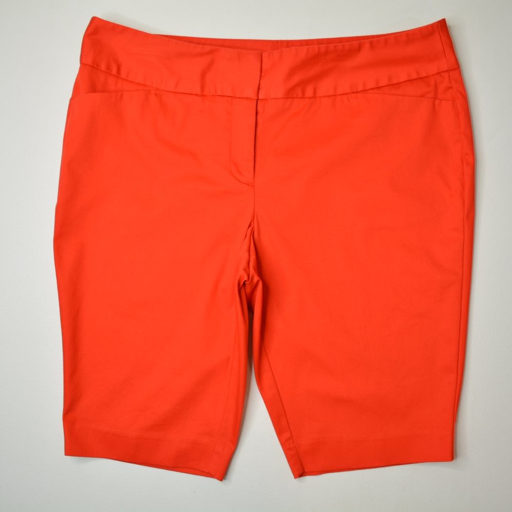 Worthington Size 14 Womens Red MODERN FIT Stretch CHINO Trouser‎ Bermuda SHORTS